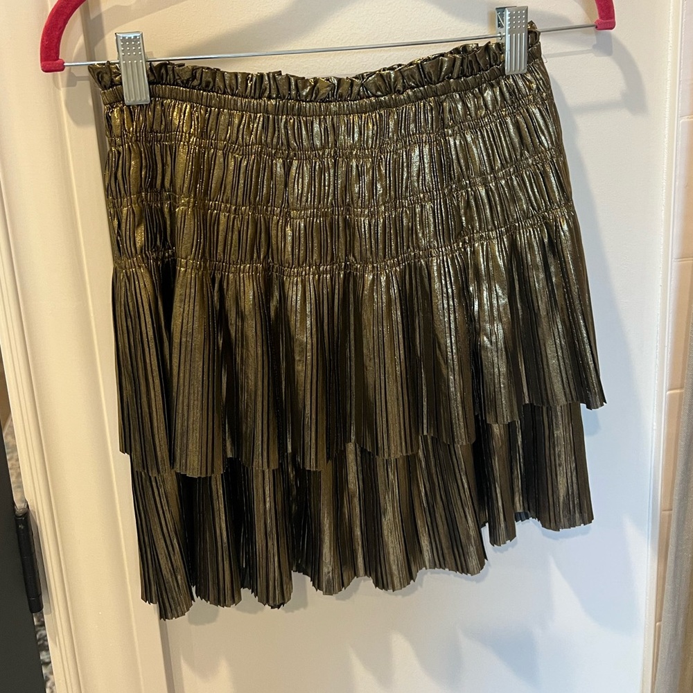 Current Air Shiny Gold Mini Skirt